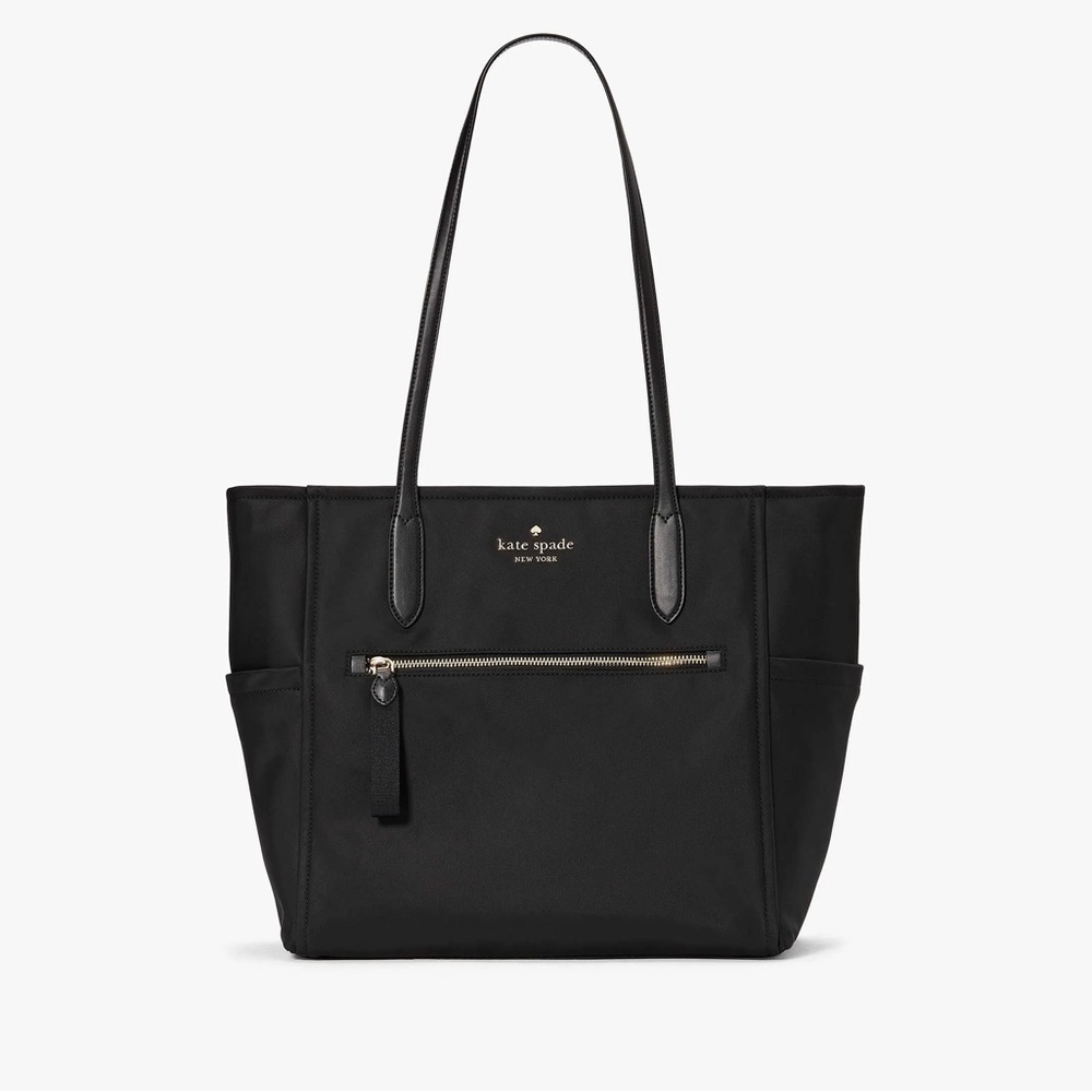 Black Kate Spade New York Chelsea Large nylon tote bag with gold hardware